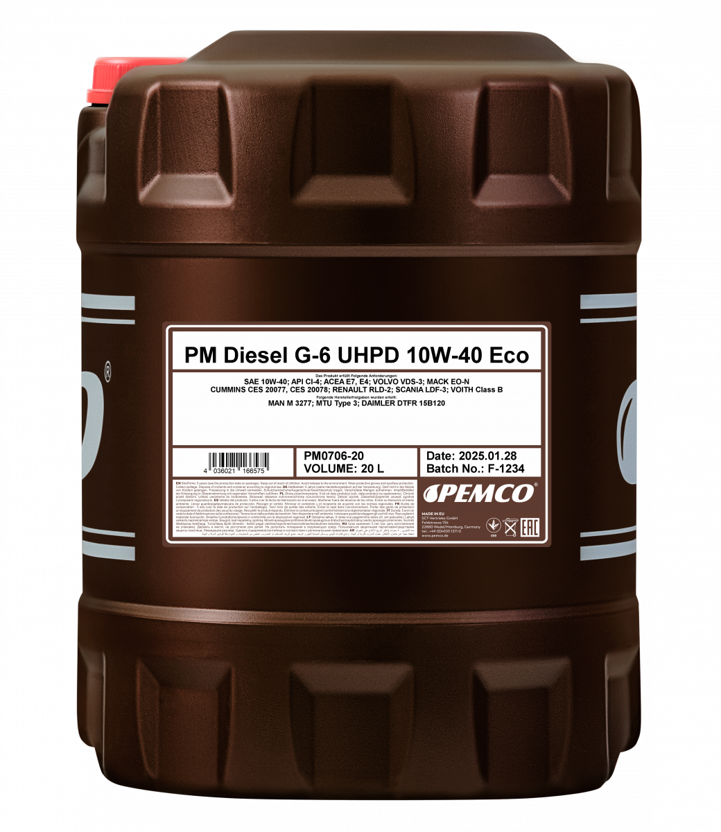 PEMCO Diesel G-6 UHPD 10W-40 Eco Моторна олива для вантажних автомобілів, 20 л