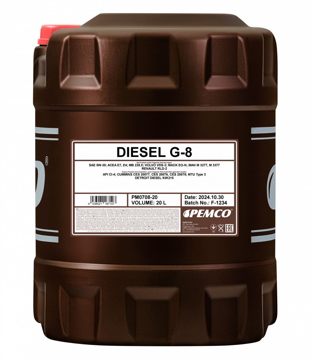 PEMCO Diesel G-8 UHPD 5W-30 Моторна олива для вантажних автомобілів, 20 л