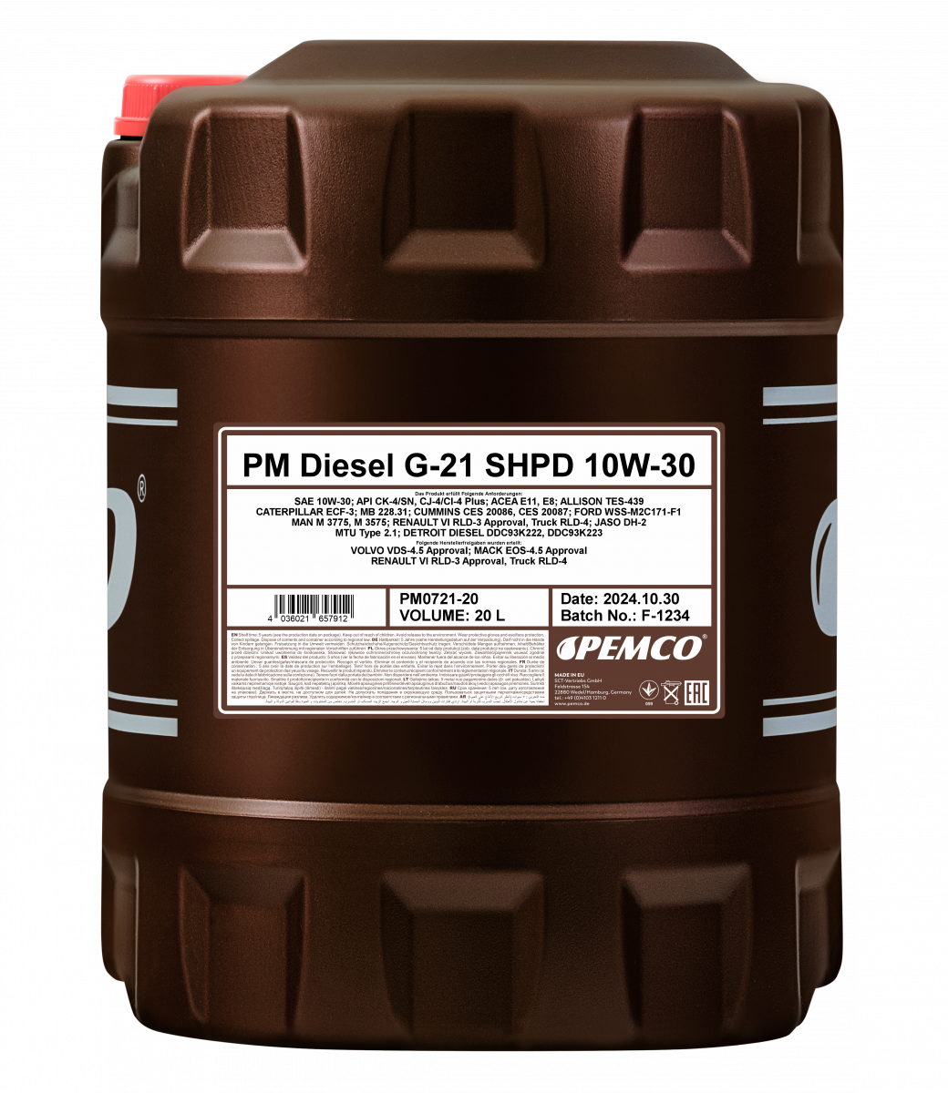 PEMCO Diesel G-21 SHPD 10W-30 Моторна олива для вантажних автомобілів, 20 л