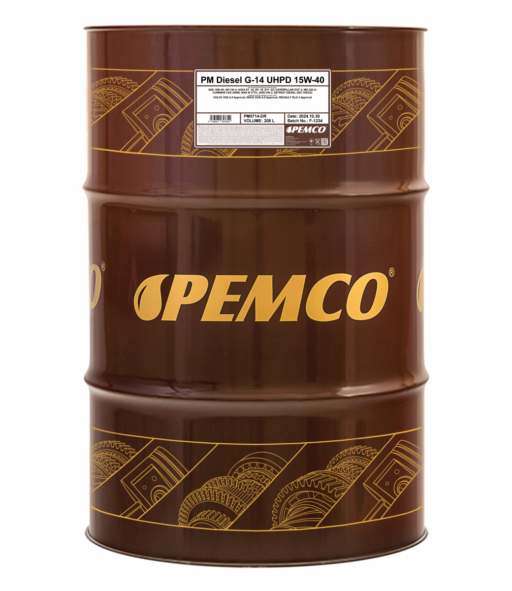 PEMCO Diesel G-14 UHPD 15W-40 Моторна олива для вантажних автомобілів, 208 л