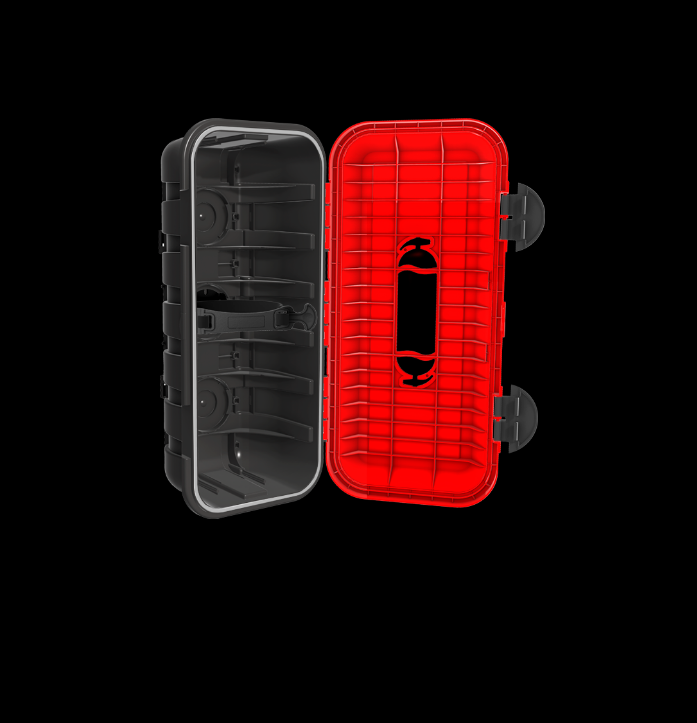 Ящик для вогнегасника BAWER FIRECAB E08, 6 кг, 293×620×213 мм, для вантажівок і причепів
